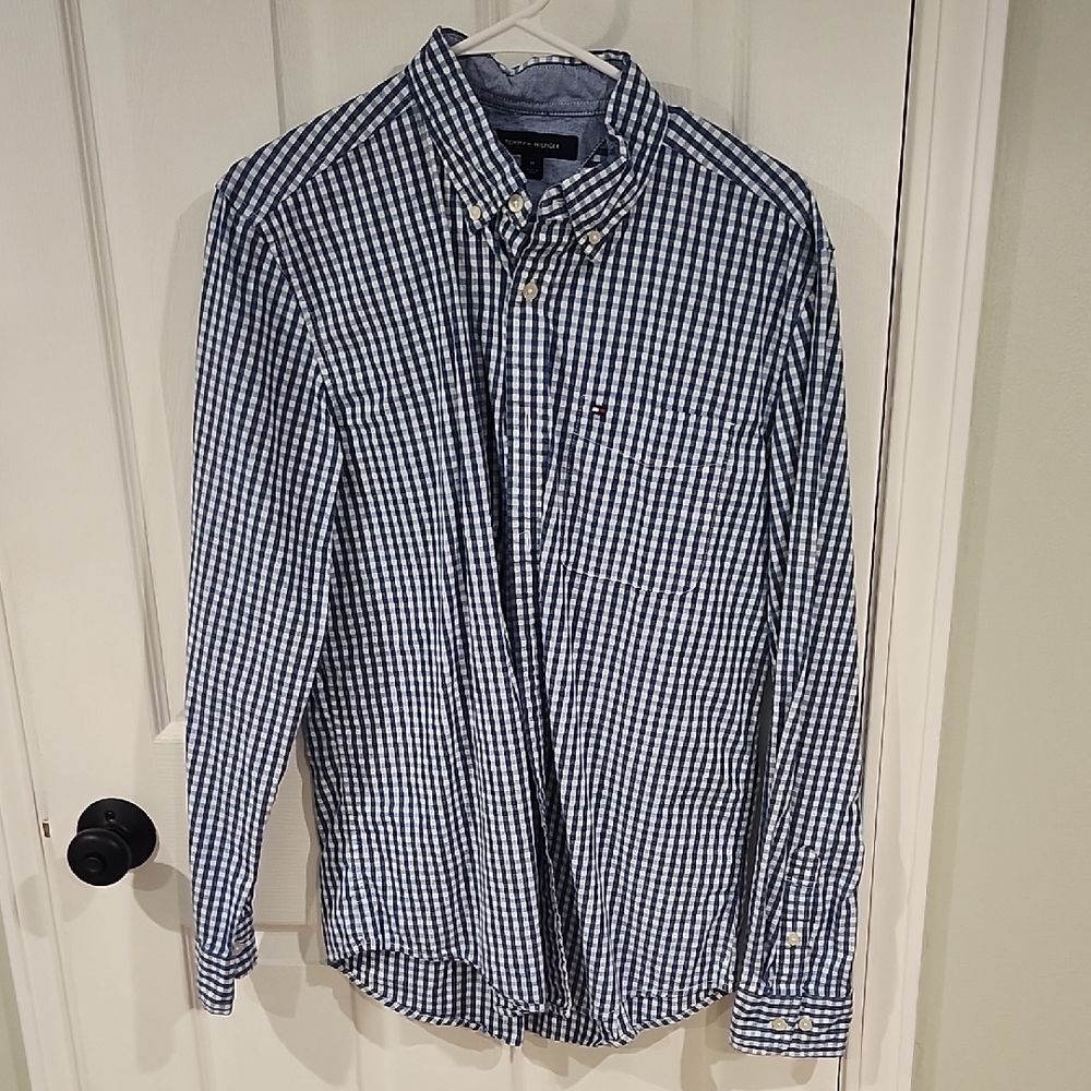 Tommy Hilfiger Navy Checkered Button Down Shirt